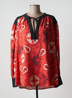 Blouse imprimé fleurs manches longues orange MAT. femme
