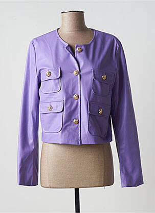 Veste simili cuir poches violet LUMINA femme