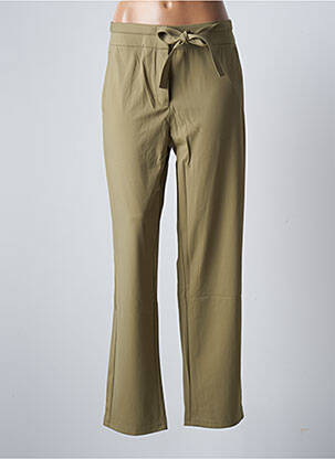 Pantalon droit fermeture zippée sous rabat avec crochet taille normale vert YEST femme