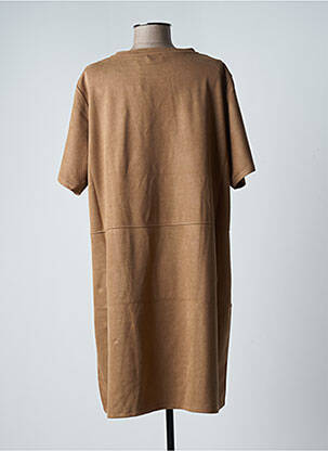 Robe mi-longue manches courtes manches courtes beige YESTA femme