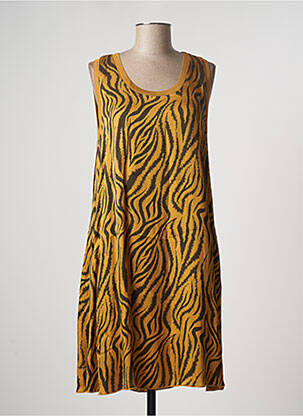 Robe mi-longue sans manche sans manche marron PAKO LITTO femme