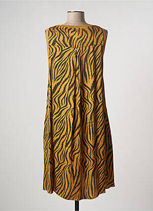Robe mi-longue sans manche sans manche marron PAKO LITTO femme