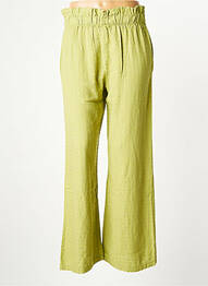 Pantalon droit tissage popeline taille normale vert STUDIO PARISIEN femme