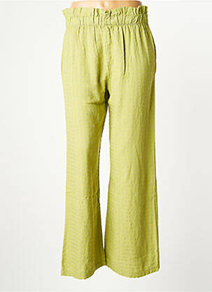 Pantalon droit tissage popeline taille normale vert STUDIO PARISIEN femme