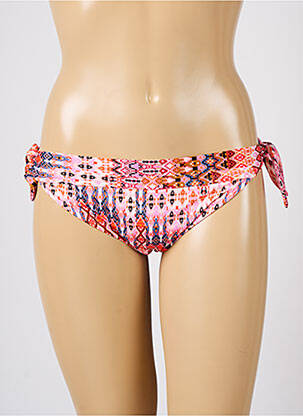 Bas de maillot de bain effet matière satinée bikini orange LIDEA femme