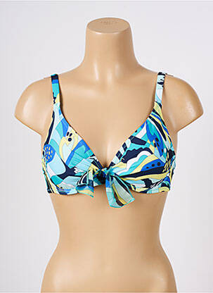 Haut de maillot de bain bretelles élastiquées ajustables haut soutien-gorge balconnet bleu ANTIGEL femme