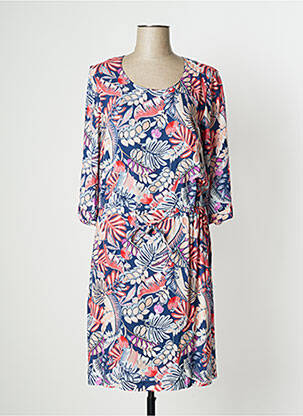 Robe mi-longue coupe fluide manches 3/4 bleu GRIFFON femme
