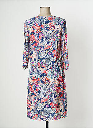 Robe mi-longue coupe fluide manches 3/4 bleu GRIFFON femme