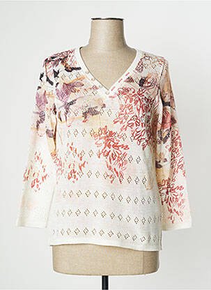 Pull coupe droite manches 3/4 beige KALISSON femme