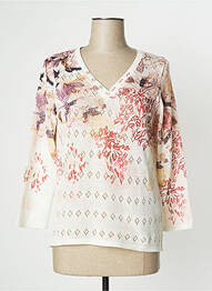 Pull maille ajourée manches 3/4 beige KALISSON femme