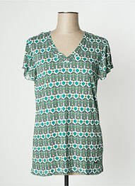 Top tissage jersey manches courtes vert AGATHE & LOUISE femme