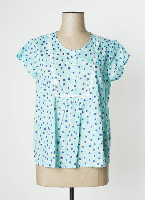 Blouse imprimé fantaisie manches courtes bleu AGATHE & LOUISE femme