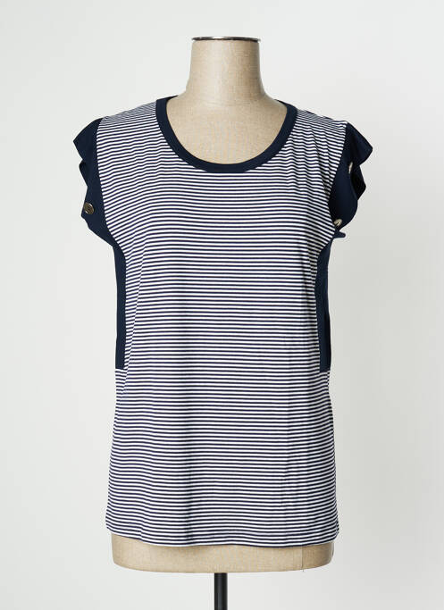 Top tissage jersey manches courtes bleu I.ODENA femme