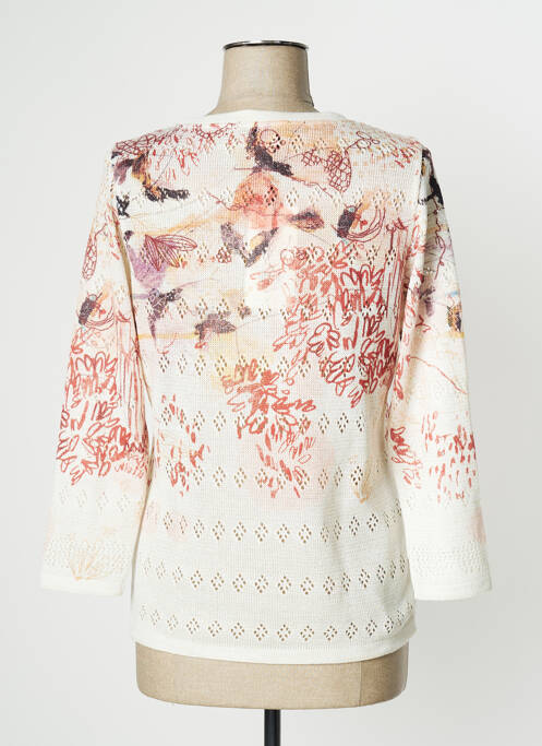 Pull maille ajourée manches 3/4 beige KALISSON femme