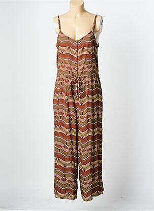 Combi-pantalon fermeture boutonnée sur le devant fines bretelles marron AGATHE & LOUISE femme