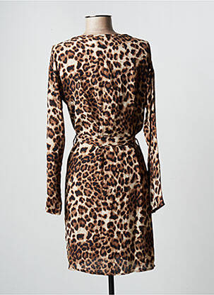 Robe courte coupe fluide manches longues beige JS MILLENIUM femme