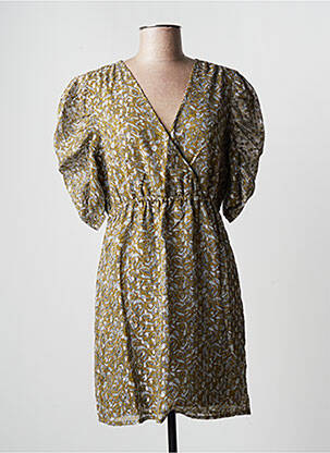 Robe courte manches courtes manches courtes vert AN' GE femme