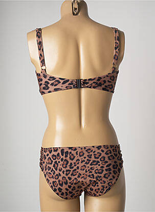 Maillot de bain 2 pièces stretch haut bandeau marron LIVIA femme