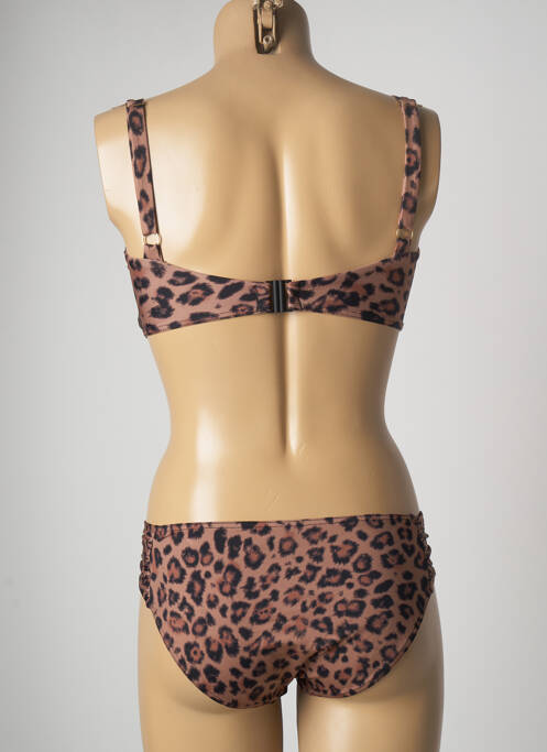 Maillot de bain 2 pièces stretch haut bandeau marron LIVIA femme