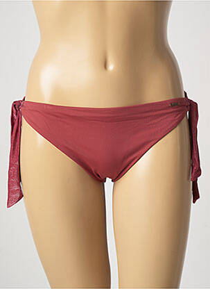 Bas de maillot de bain effet matière satinée bikini rouge LIVIA femme