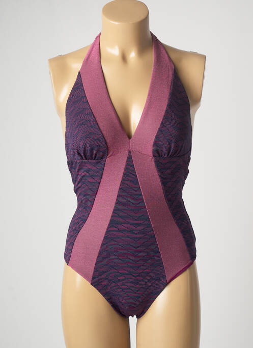 Maillot de bain 1 pièce imprimé fantaisie haut triangles violet BLUELOBSTER femme