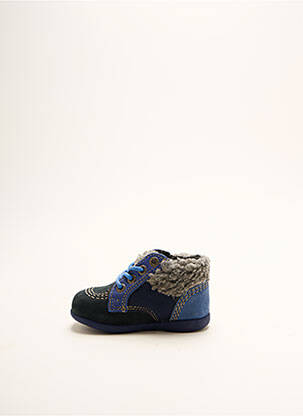 Bottillons empiècements bout rond bleu KICKERS garcon
