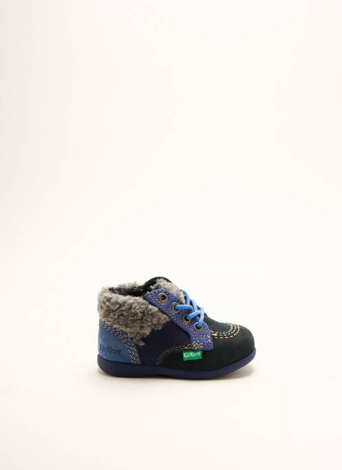 Bottillons empiècements bout rond bleu KICKERS garcon
