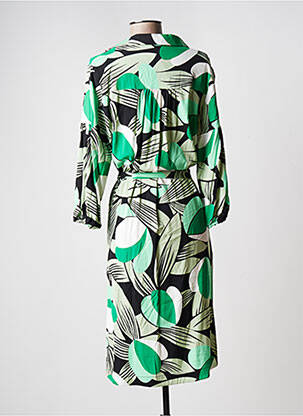 Robe mi-longue coupe fluide manches longues vert KYRA femme