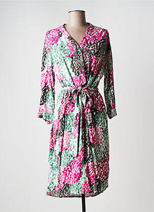 Robe mi-longue imprimé fantaisie manches longues rose SANDWICH femme