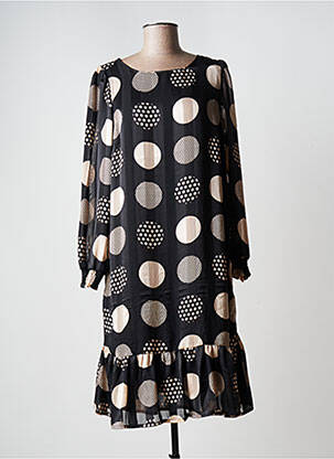 Robe mi-longue manches longues manches longues noir SIGNATURE femme