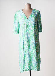 Robe mi-longue coupe fluide manches courtes vert SIGNE NATURE femme