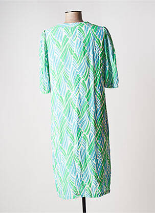 Robe mi-longue coupe fluide manches courtes vert SIGNE NATURE femme