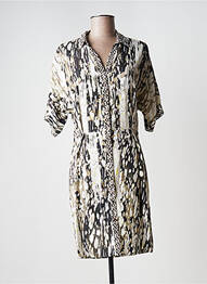 Robe mi-longue coupe fluide manches 3/4 beige ONE STEP femme