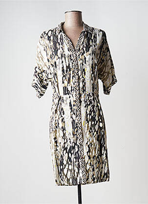 Robe mi-longue manches 3/4 manches 3/4 beige ONE STEP femme