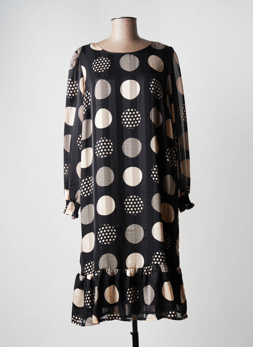 Robe mi-longue manches longues manches longues noir SIGNATURE femme