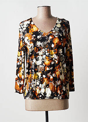 Top tissage jersey manches longues marron SIGNATURE femme