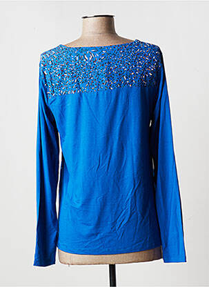 Top tissage crêpe manches longues bleu SANDWICH femme