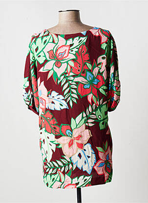 Tunique manches courtes tissage crêpe rouge KYRA femme