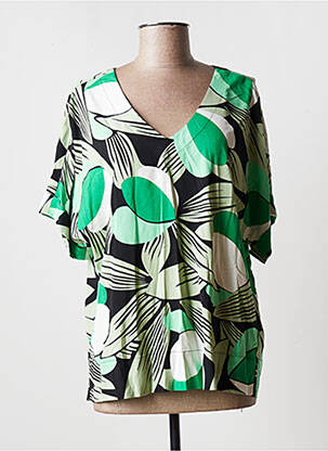 Top tissage jersey manches courtes vert KYRA femme