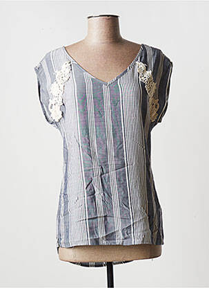 Blouse tissage popeline manches courtes gris ANNA SCOTT femme