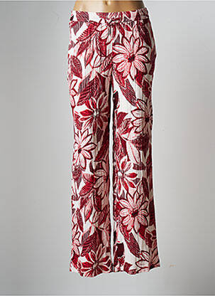 Pantalon droit tissage crêpe taille normale rouge KYRA femme