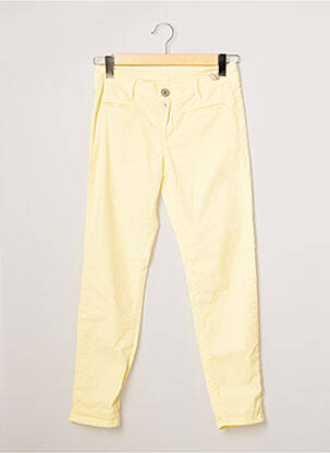 Pantalon slim tissage popeline taille normale jaune DENIM STUDIO femme