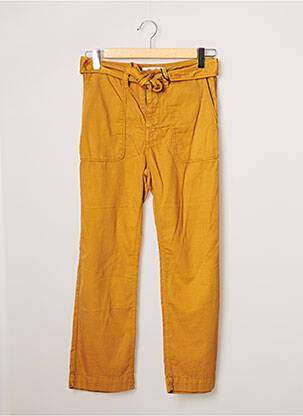 Pantalon droit fermeture zippée sous rabat boutonné taille normale jaune EMMA & ROCK femme