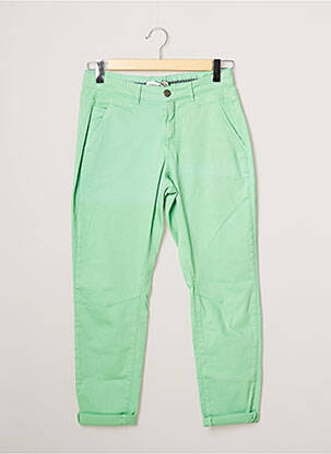 Pantalon 7/8 tissage popeline taille normale vert SUMMUM femme