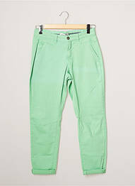 Pantalon 7/8 tissage popeline taille normale vert SUMMUM femme