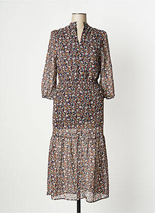 Robe mi-longue coupe évasée manches 3/4 bleu BONOBO femme