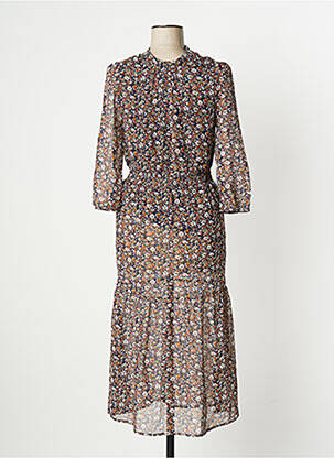 Robe mi-longue manches 3/4 manches 3/4 bleu BONOBO femme
