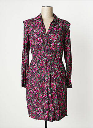 Robe mi-longue imprimé fleurs manches longues rose BONOBO femme
