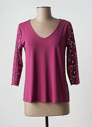 Top col v manches 3/4 rose BLANCHEPORTE femme