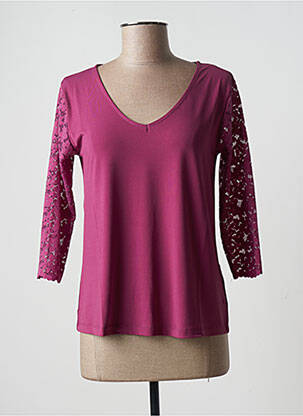 Top col v manches 3/4 rose BLANCHEPORTE femme